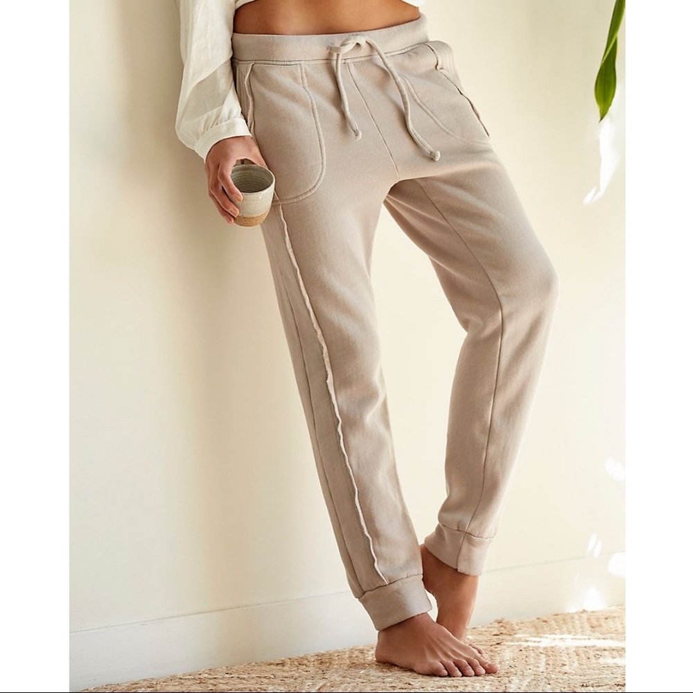 Free People Tan High Rise Jogger Sweatpants Sz S